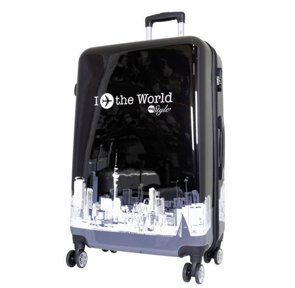 Polycarbonat Koffer Fly The World schwarz - Größe L