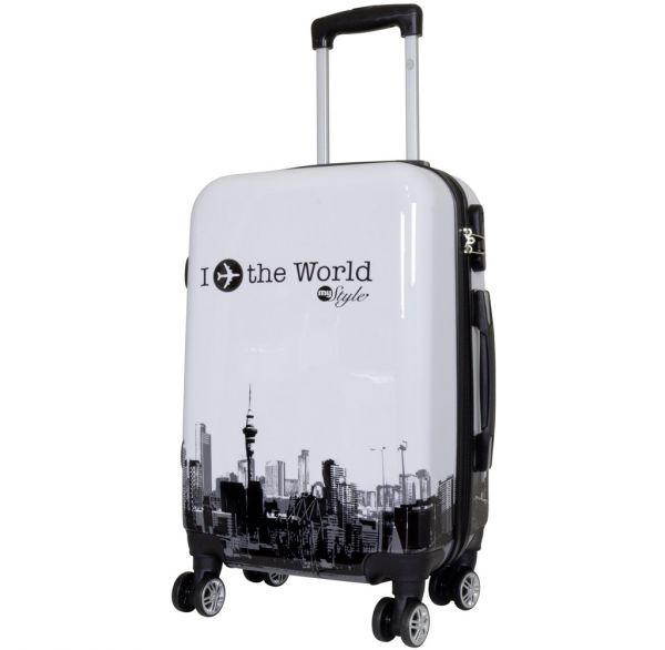 Polycarbonat-Koffer und Kofferset Fly the world weiß